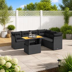 Black 7 Piece Garden Sofa Set for Outdoor Spaces