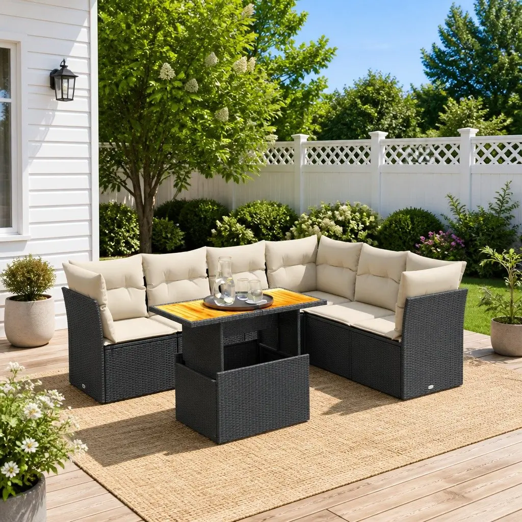 7 Piece Garden Sofa Set with Cushions