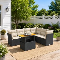 Premium 7 Piece Garden Sofa Set with Cushions
