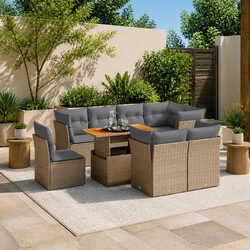 High-Quality 9 Piece Garden Sofa Set in Beige