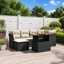 High-Quality 7 Piece Black Rattan Garden Sofa Set