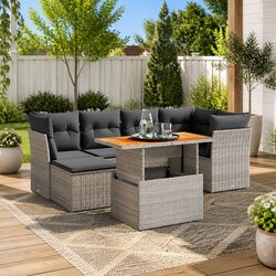 High-Quality 7 Piece Modular Garden Sofa Set - Grey