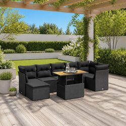 Premium Black 8-Piece Outdoor Sofa Set with Adjustable Table