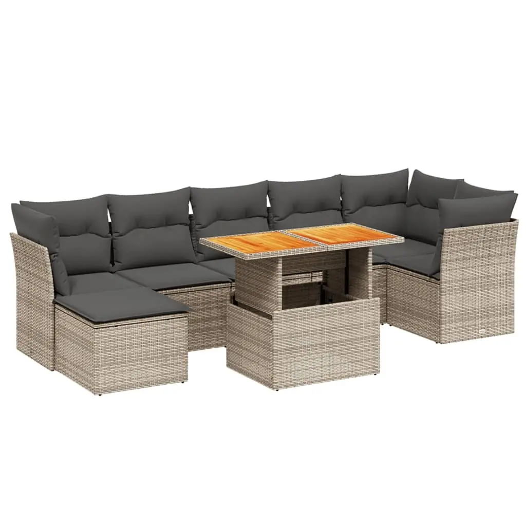 Garden Sofa Set PE Rattan 8 Piece Modular Outdoor Furniture Grey