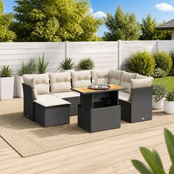 Black Modular Patio Furniture 8-Piece Garden Sofa Set