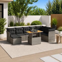 Superior 9 Piece Garden Sofa Set with Cushions in Grey