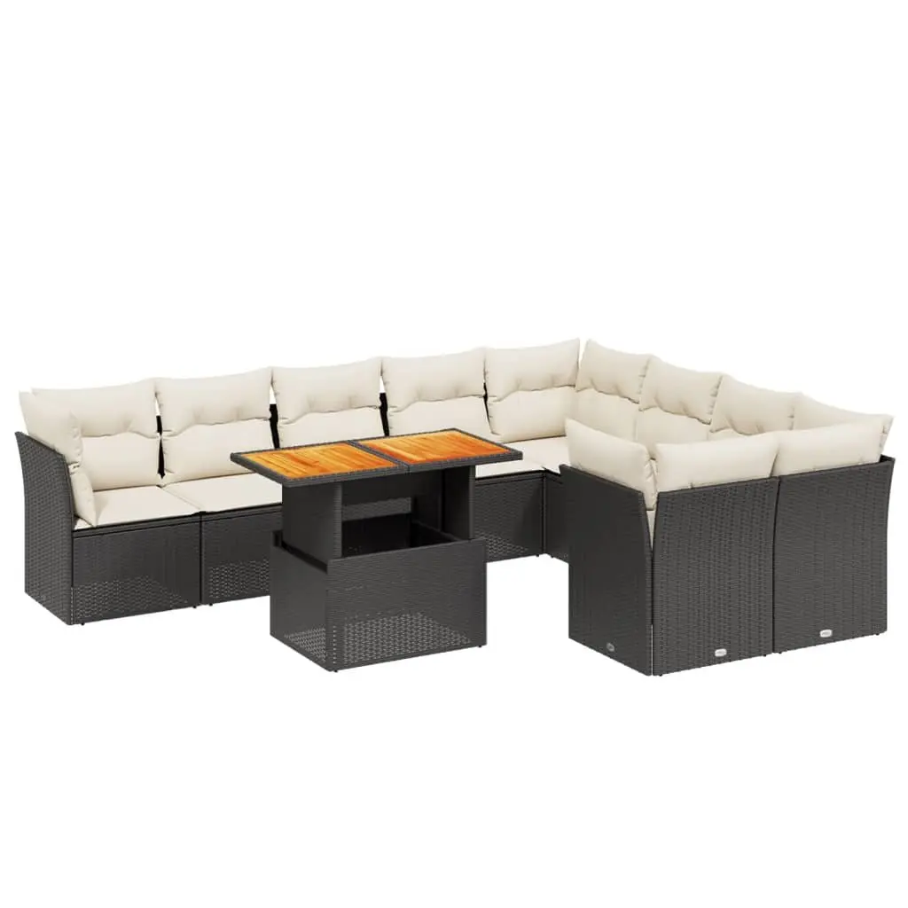 10 Piece Black PE Rattan Outdoor Sofa Set