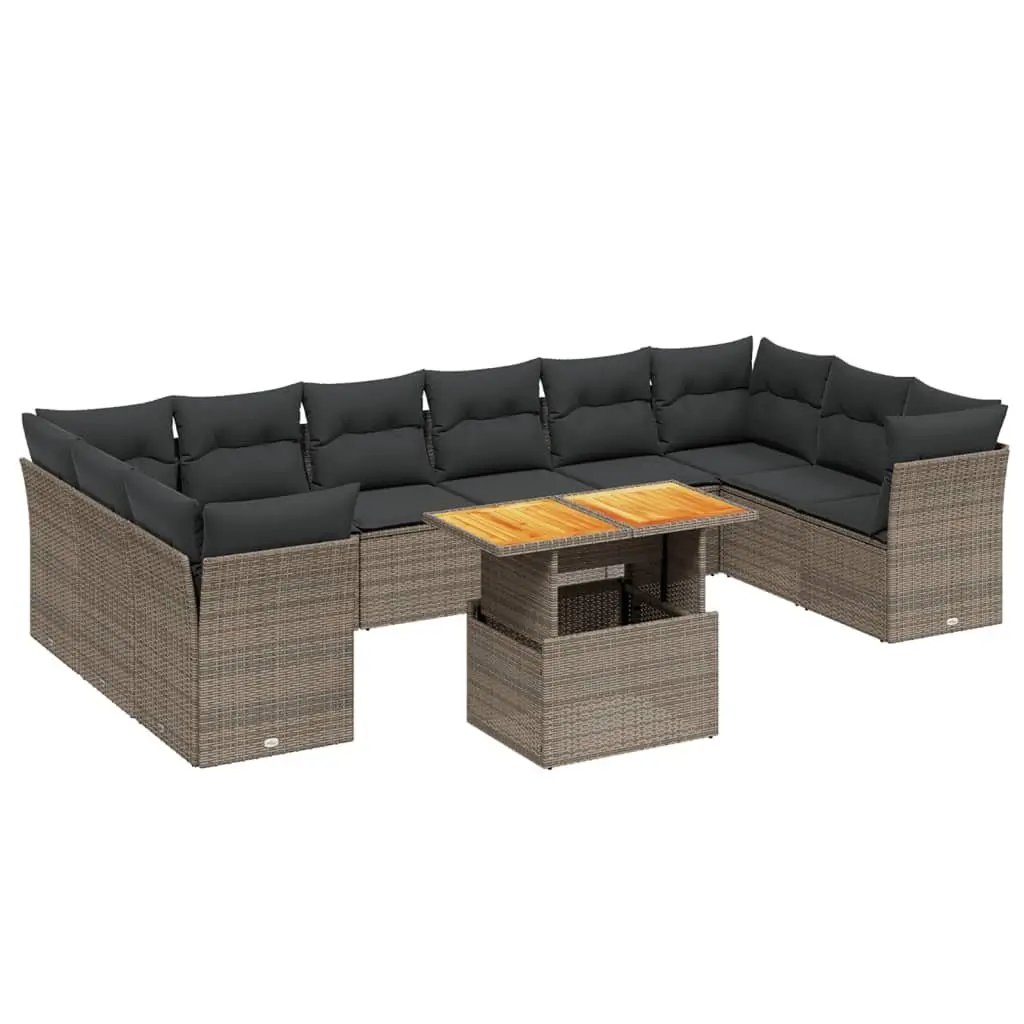 Garden Sofa Set PE Rattan 11 Piece Outdoor Furniture Grey Patio Lounge