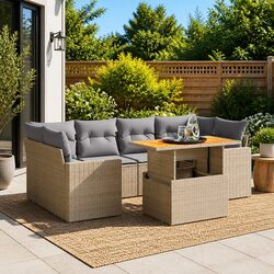 7-Piece Modular Outdoor Garden Sofa Set in Beige