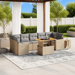 Premium 8 Piece Beige Garden Sofa Set with Cushions