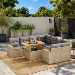 Premium 9-Piece Modular Garden Sofa Set in Beige