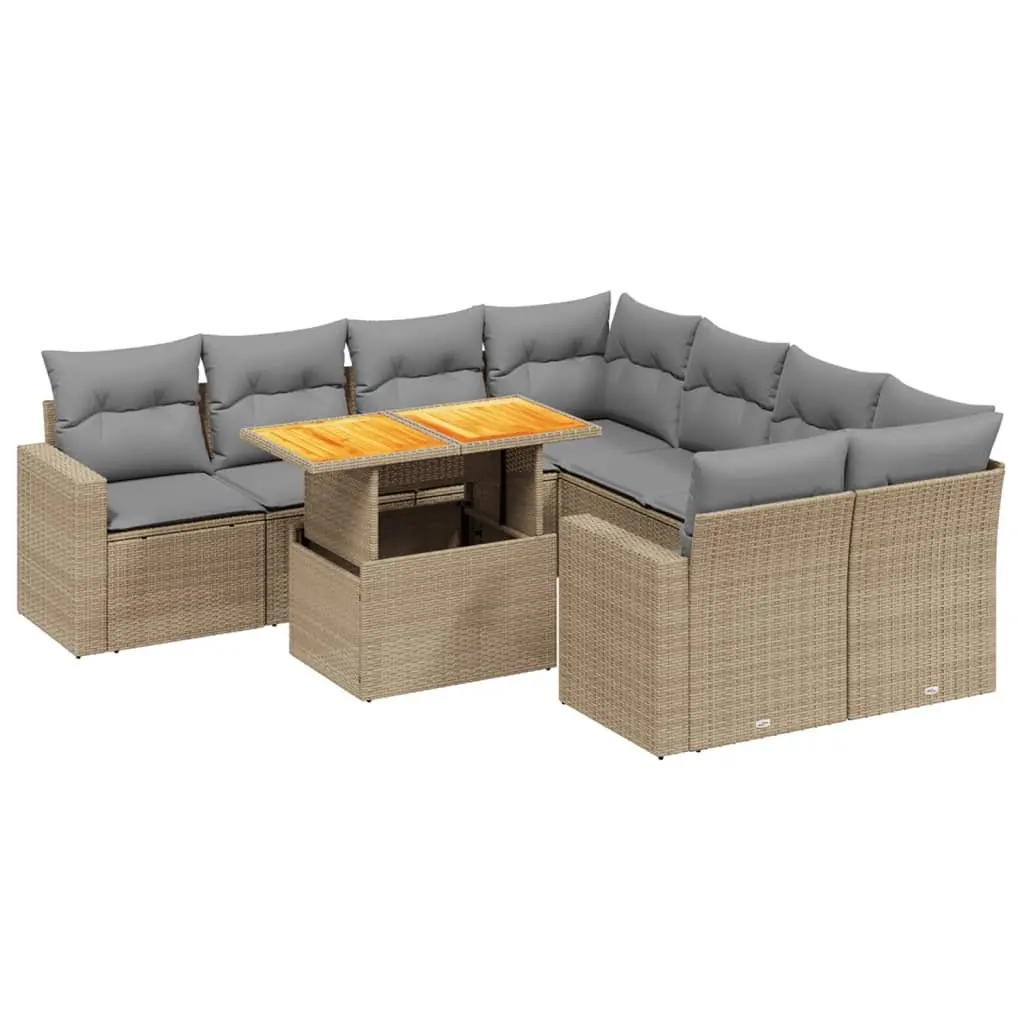 9-Piece Modular Garden Sofa Set in Beige