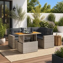 5-Piece Outdoor Garden Sofa Set with Cushions - Grey
