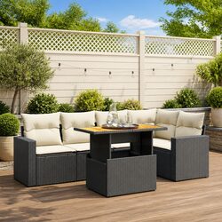 6 Piece Modular Outdoor Sofa Set with Adjustable Table