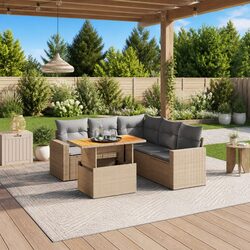 6-Piece Outdoor Garden Sofa Set with Adjustable Table
