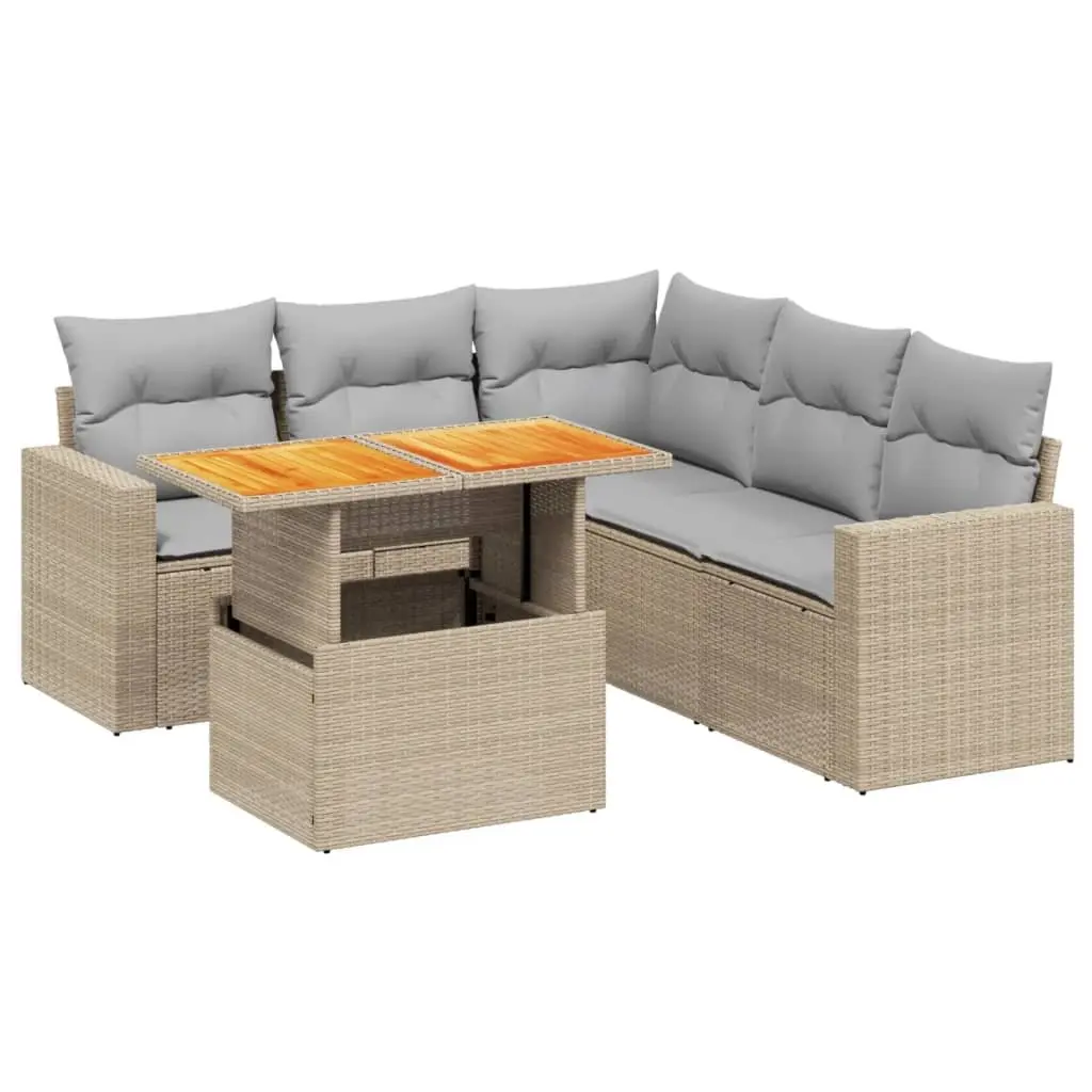6-Piece Outdoor Garden Sofa Set with Adjustable Table