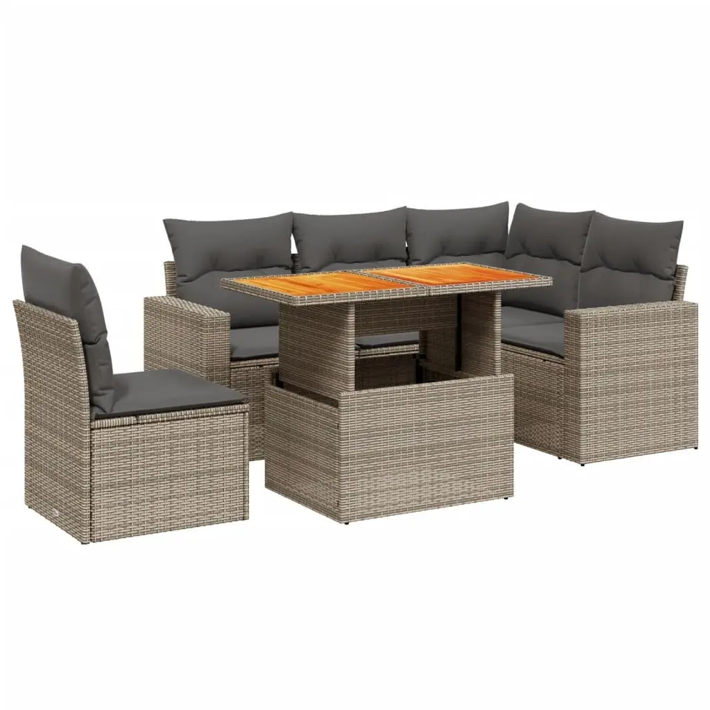 Garden Sofa Set PE Rattan 6 Piece Modular Outdoor Furniture Grey