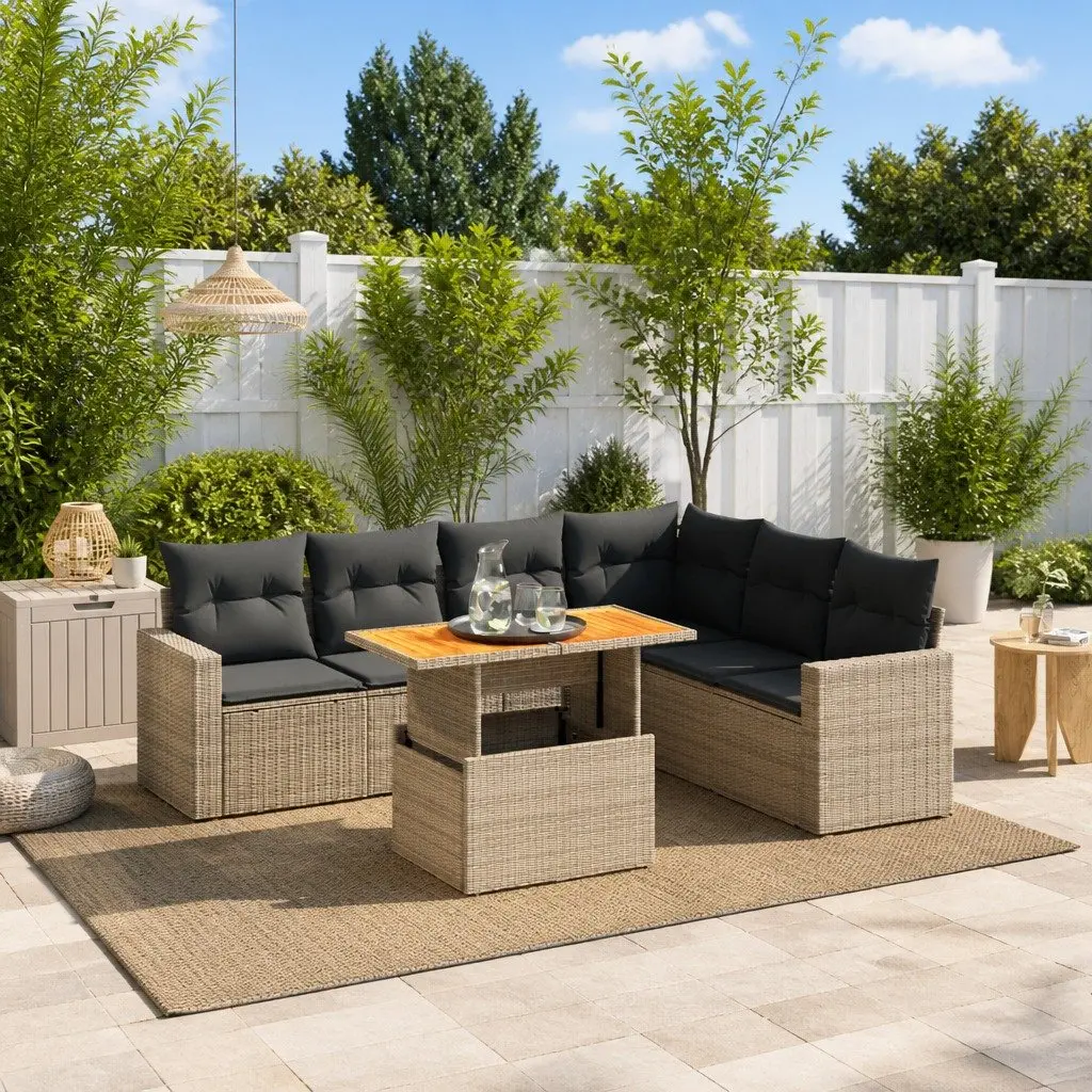 7 Piece Grey Modular Garden Sofa Set