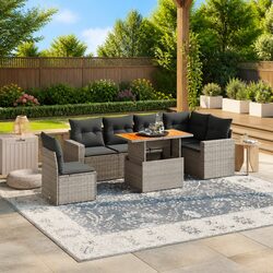 Premium 7 Piece Modular Garden Sofa Set in Grey