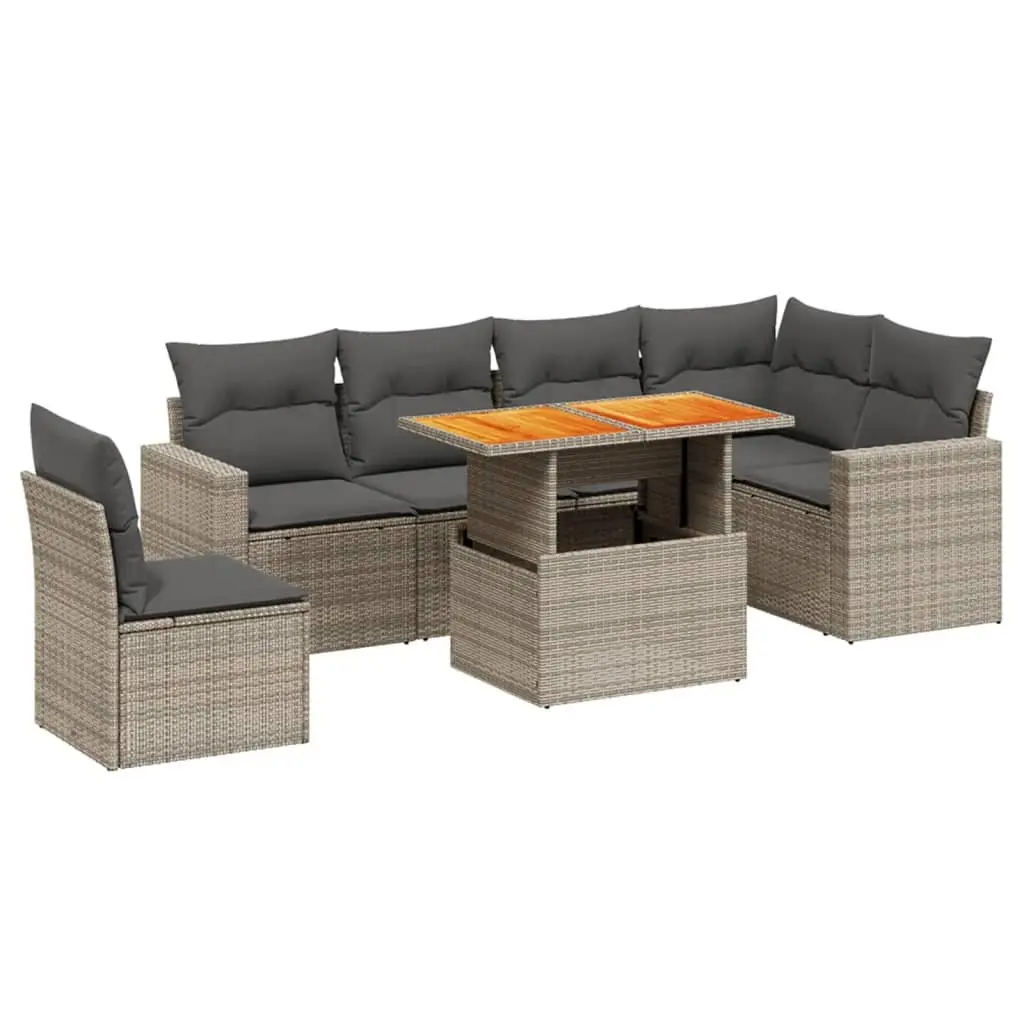 7 Piece Modular Garden Sofa Set in Grey