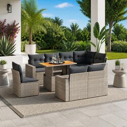 High-Quality 9 Piece Garden Sofa Set in Grey