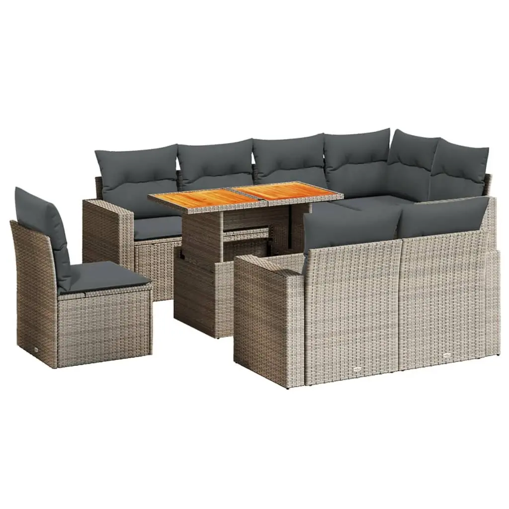 9 Piece Garden Sofa Set in Grey