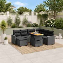 High-Quality 8-Piece Modular Garden Sofa Set in Black