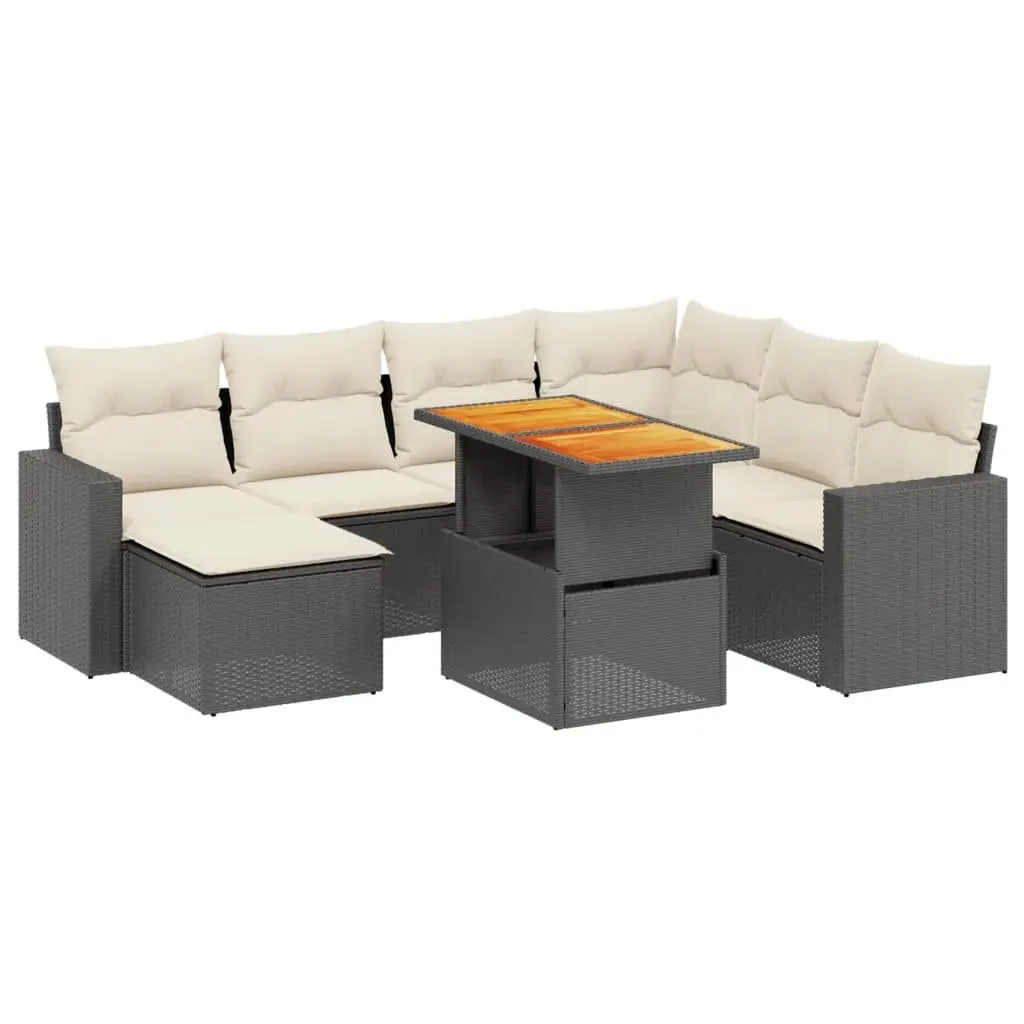 8 Piece Garden Sofa Set PE Rattan Black Outdoor Furniture