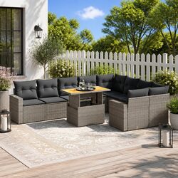 Modular 10 Piece Grey Poly Rattan Outdoor Sofa Set