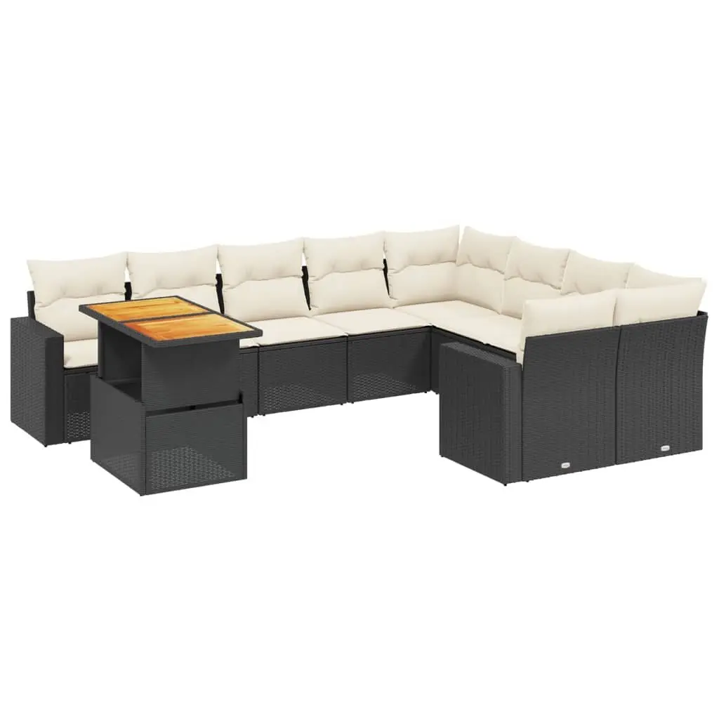 Garden Sofa Set PE Poly Rattan 10 Piece Outdoor Furniture Black
