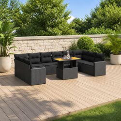 Premium 11 Piece Black Rattan Sofa Set for Outdoor Use