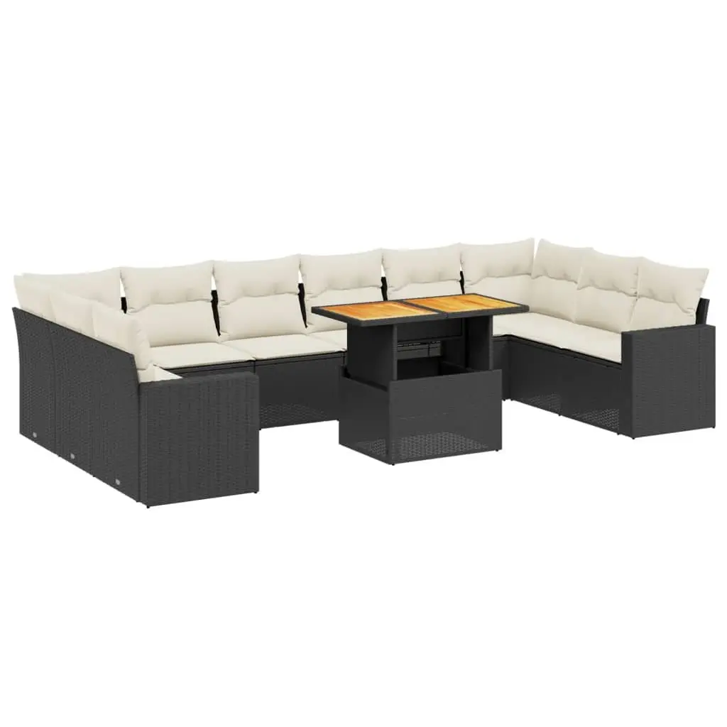 11 Piece Black Rattan Garden Sofa Set