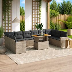Grey Poly Rattan 11 Piece Garden Sofa Set for Outdoors