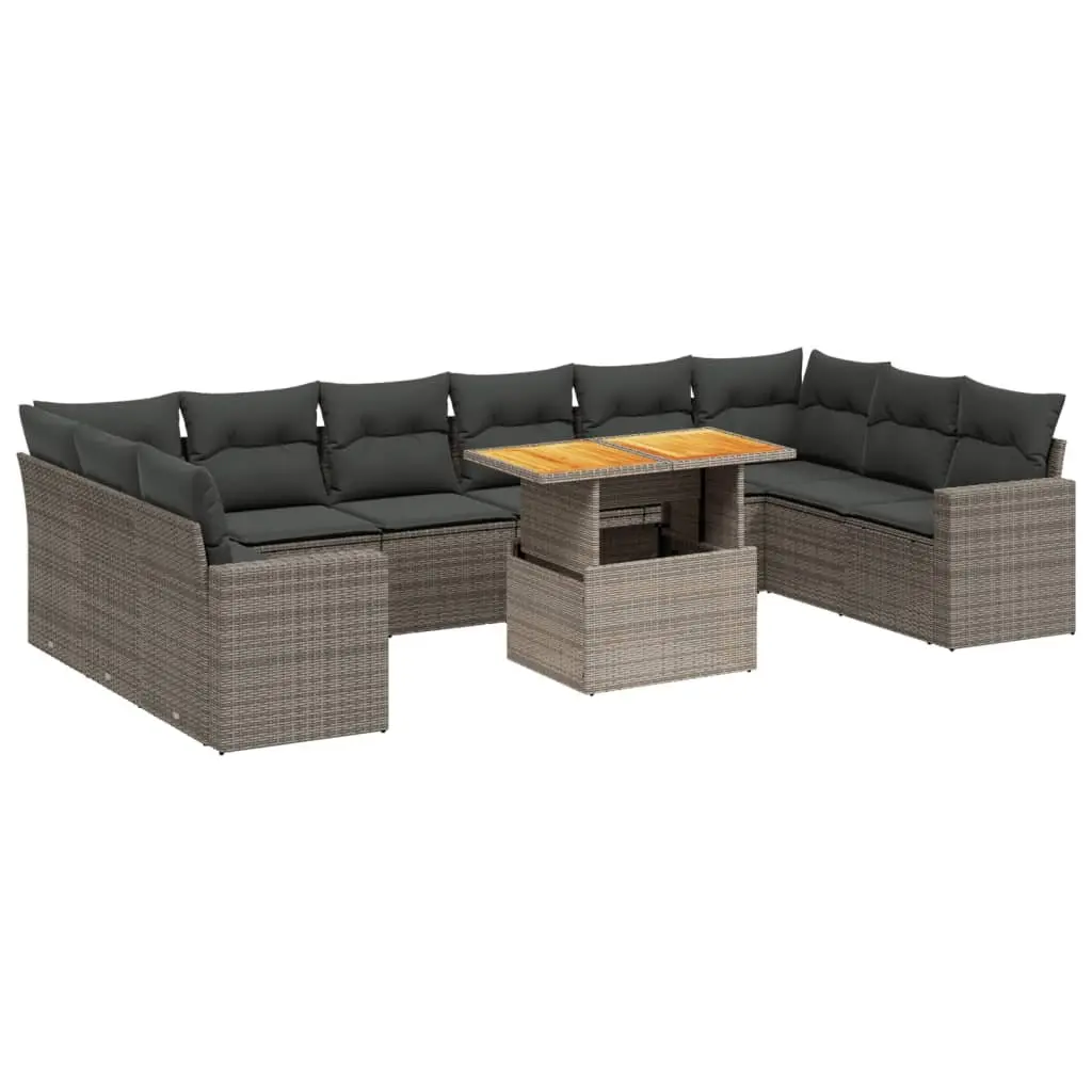 Grey Poly Rattan 11 Piece Garden Sofa Set for Outdoors
