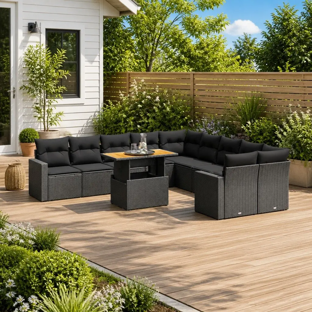 11 Piece Garden Sofa Set with Adjustable Table