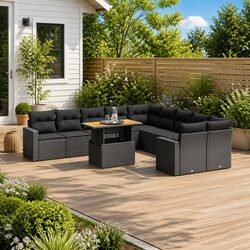 Durable 11 Piece Garden Sofa Set with Adjustable Table