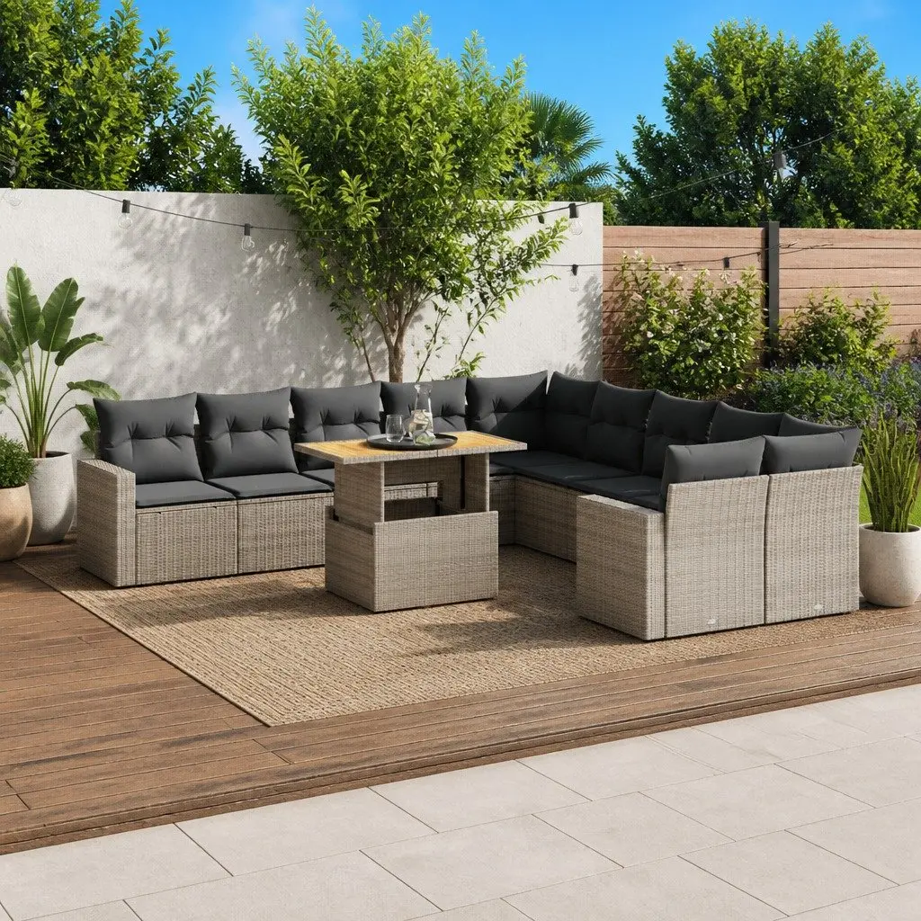 11-Piece Grey Modular Garden Sofa Set