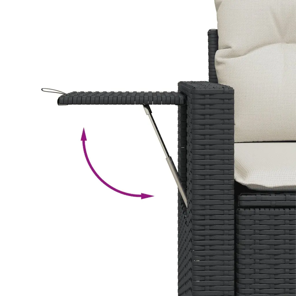 7-Piece Black Garden Sofa Set with Cushions