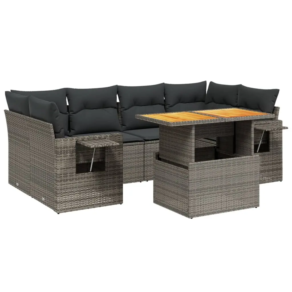 7 Piece Modular Grey Outdoor Sofa Set