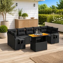8 Piece Outdoor Rattan Garden Sofa Set with Cushions