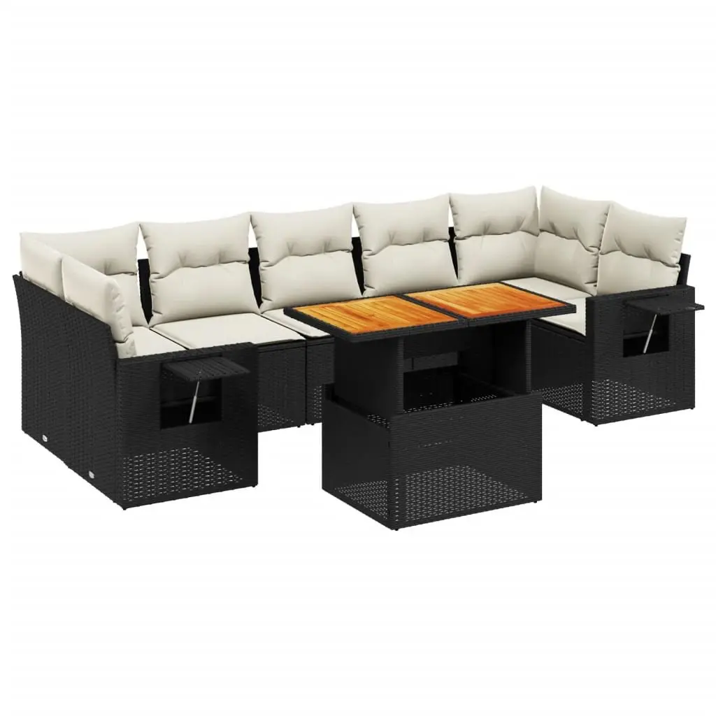 Outdoor 8-Piece Garden Sofa Set in Black Poly Rattan