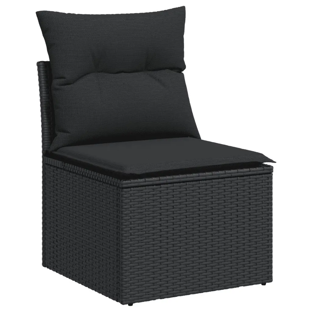 9 Piece Garden Sofa Set PE Rattan Black Outdoor Furniture