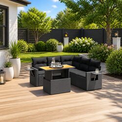 Premium 6 Piece Modular Garden Sofa Set in Black