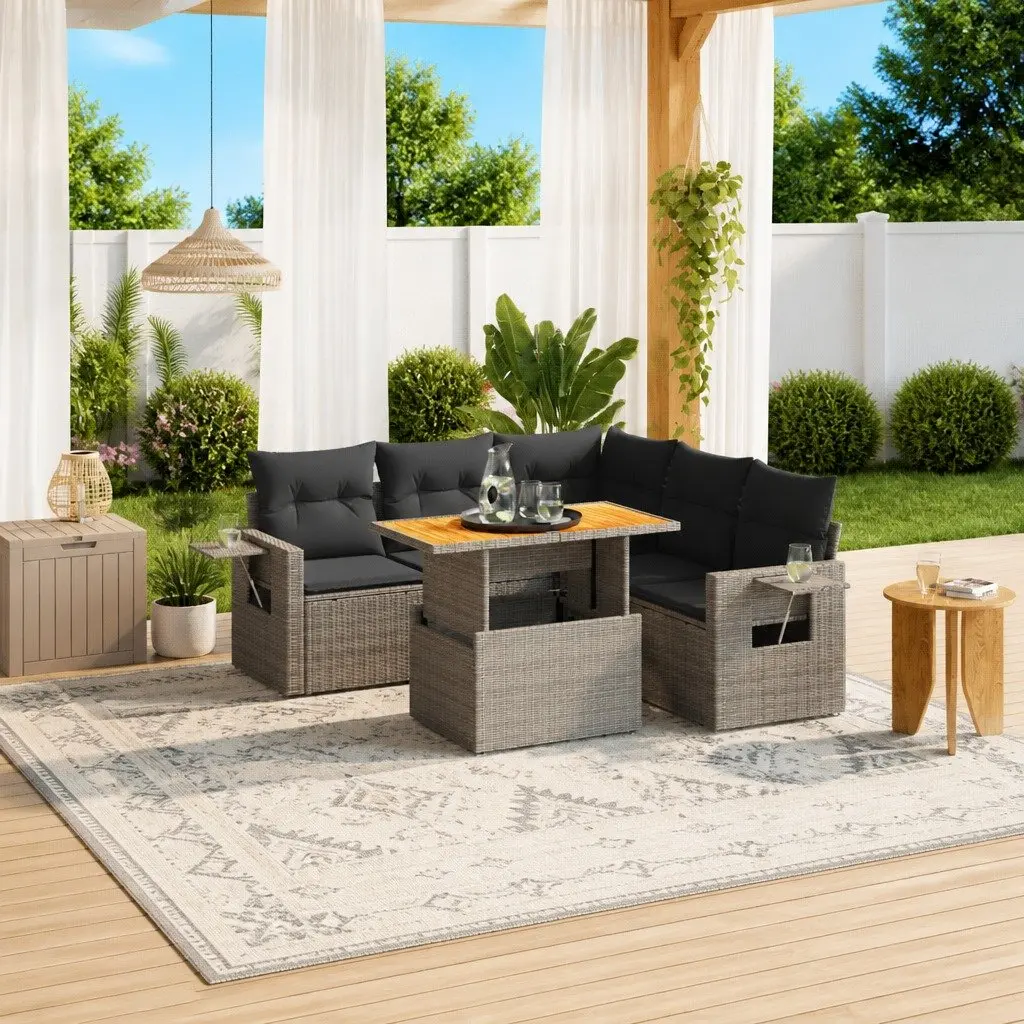 6-Piece Modular Garden Sofa Set in Grey