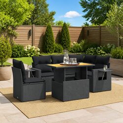 Stylish Black 6-Piece Garden Sofa Set with Durable Poly Rattan