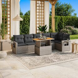 Durable 7 Piece Grey Garden Sofa Set for Outdoors