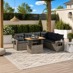 7 Piece Modular Garden Sofa Set with Adjustable Table