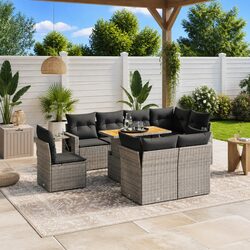 Exceptional 9 Piece Grey Poly Rattan Garden Sofa Set