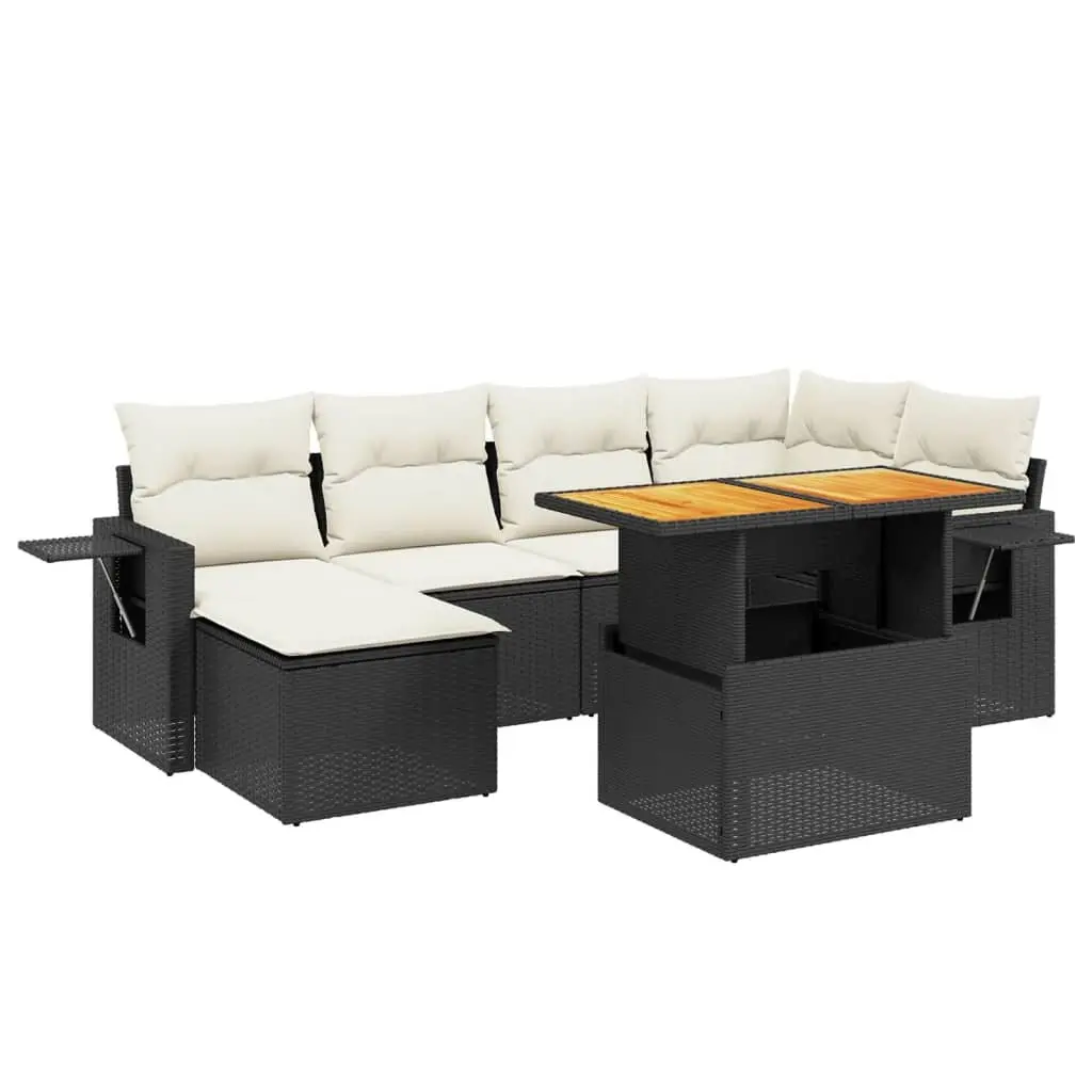 7 Piece Garden Sofa Set Outdoor Furniture Patio Lounge with Cushions Black