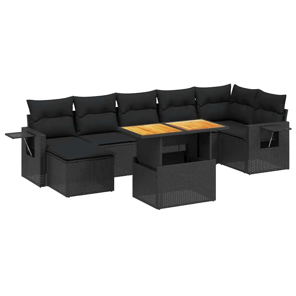 Garden Sofa Set PE Rattan 8 Piece Outdoor Furniture Patio Sectional Black
